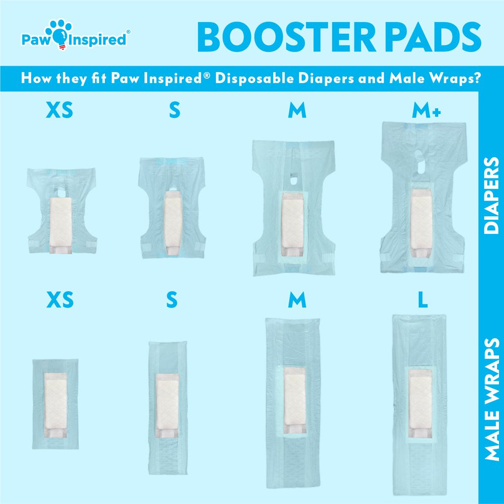 Paw Inspired 30Ct Dog Diaper Pads Diaper Liners Booster Pads | Add Absorbency to Male Dog Wraps Belly Bands and Female Dog Diapers Disposable and Washable| Puppy Doggie Cat Diapers Overnight Inserts Animals & Pet Supplies > Pet Supplies > Dog Supplies > Dog Diaper Pads & Liners Paw Inspired   