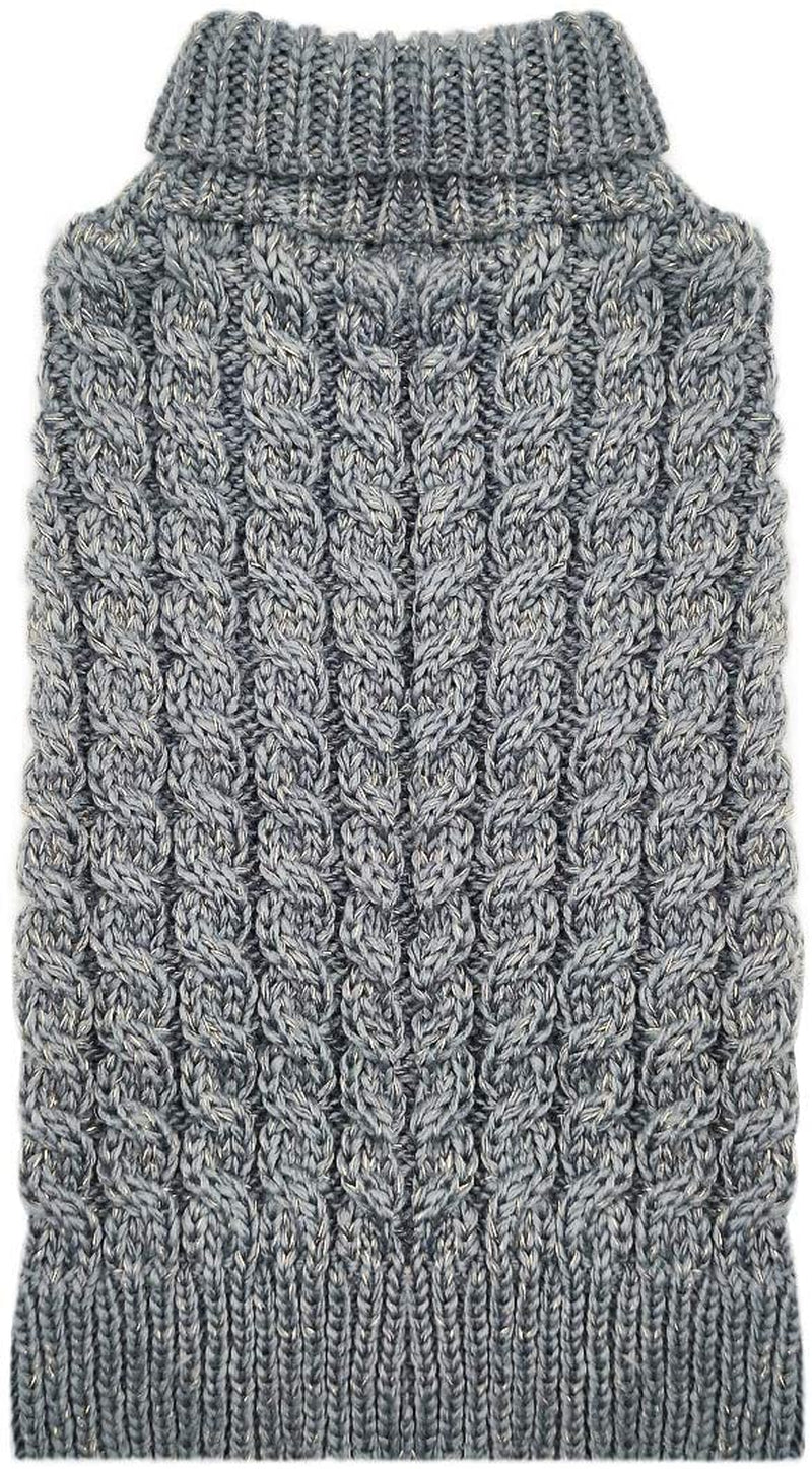 KYEESE Dog Sweaters Beige with Golden Thread Turtleneck Pet Sweater for Cold Weather Animals & Pet Supplies > Pet Supplies > Dog Supplies > Dog Apparel kyeese Grey Medium (Pack of 1) 