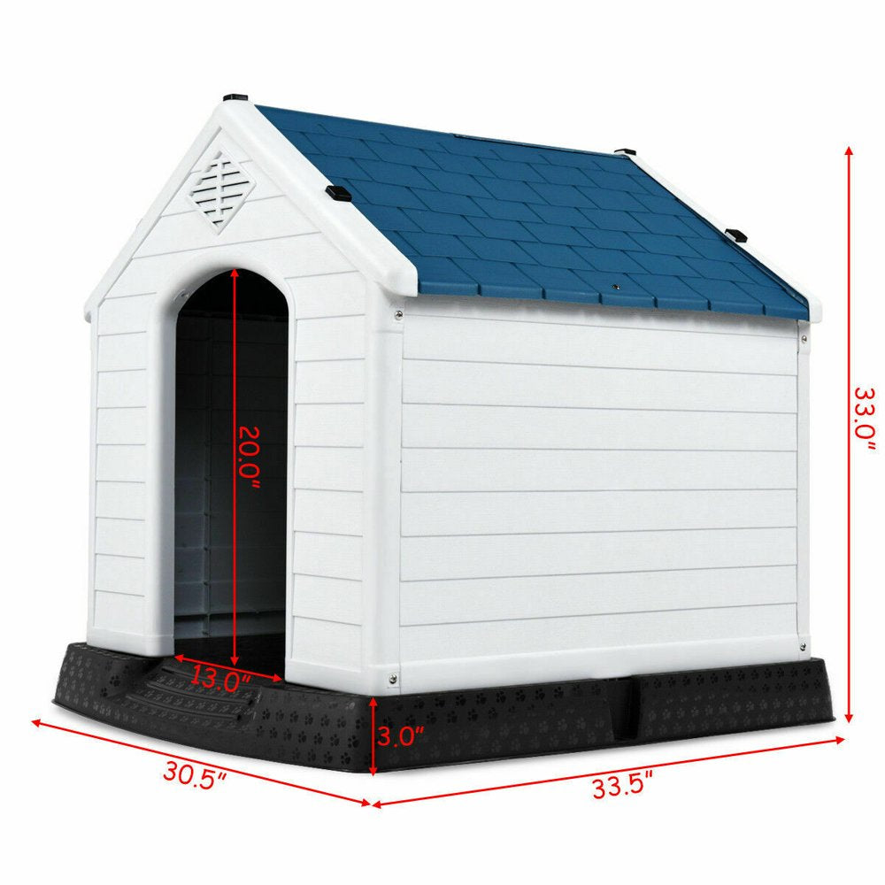 Gymax Blue Plastic Dog House Medium-Sized Pet Puppy Shelter Waterproof Ventilate Animals & Pet Supplies > Pet Supplies > Dog Supplies > Dog Houses Gymax   