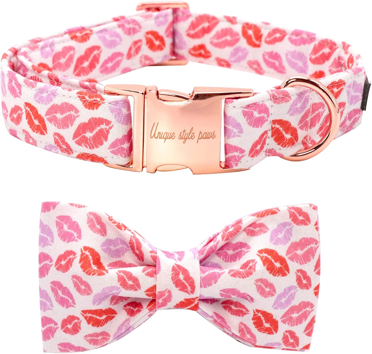 Unique Style Paws Dog Collar with Bow, Bowtie Dog Collar Adjustable Collars for Small Medium Large Dogs and Cats Animals & Pet Supplies > Pet Supplies > Dog Supplies > Dog Apparel Unique style paws AA-Hotlips XX-Small 