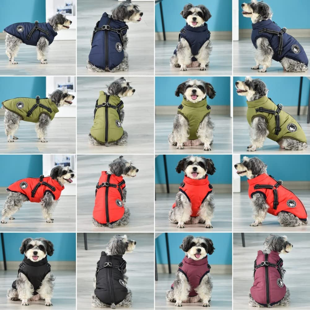 Gyuzh Dog Coat with Harness Winter Dog Coat Fleece Dog Jacket Waterproof Dog Coat Zipper Dog Jacket Puppy Coat Small Dog Clothes Dog Coat with Reflective Harness for Smal Medium Large Dogs Animals & Pet Supplies > Pet Supplies > Dog Supplies > Dog Apparel Gyuzh   