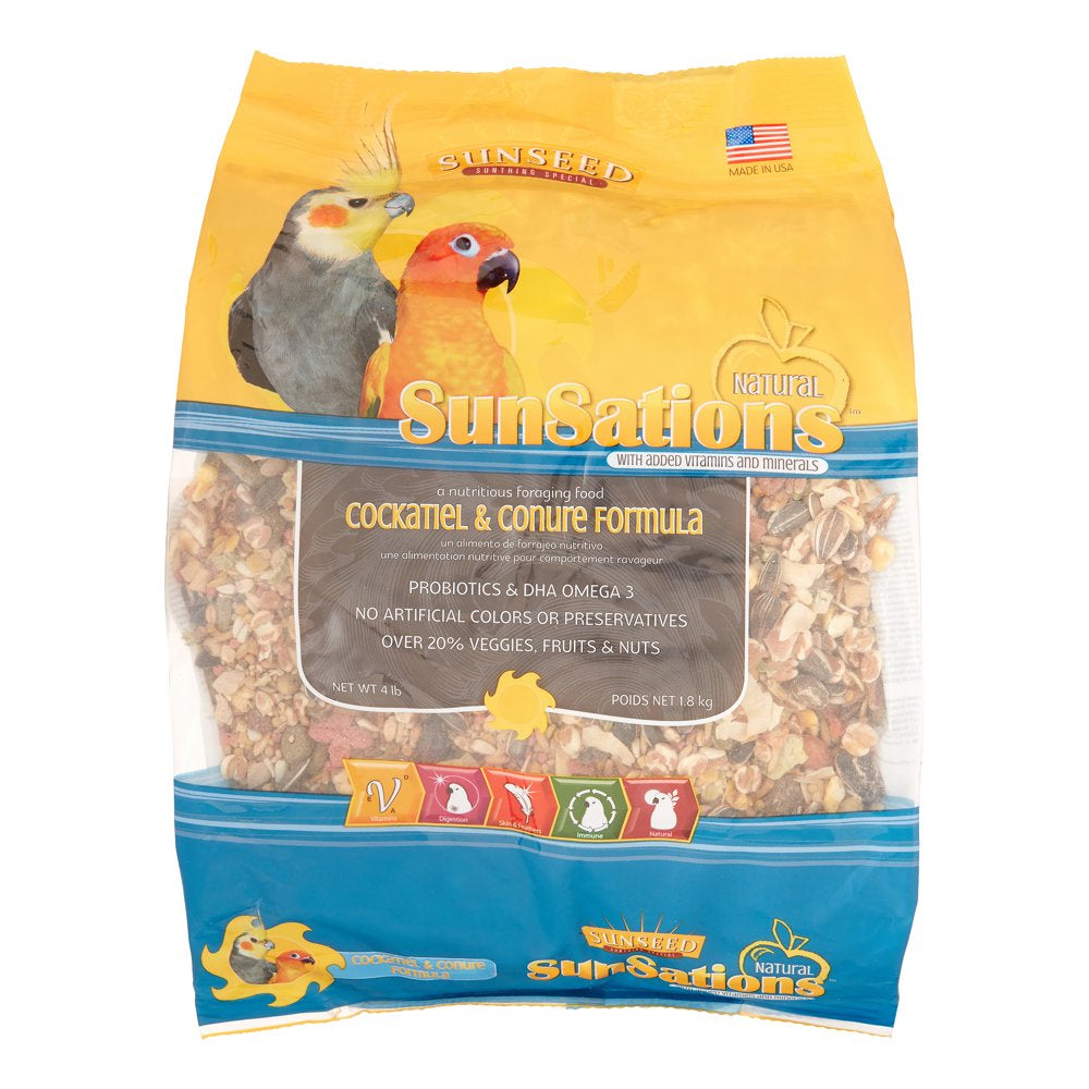 Sunseed Sunsations Cockatiel & Conure Formula Dry Bird Food, 4.0 LB Animals & Pet Supplies > Pet Supplies > Bird Supplies > Bird Food Sunseed Company   