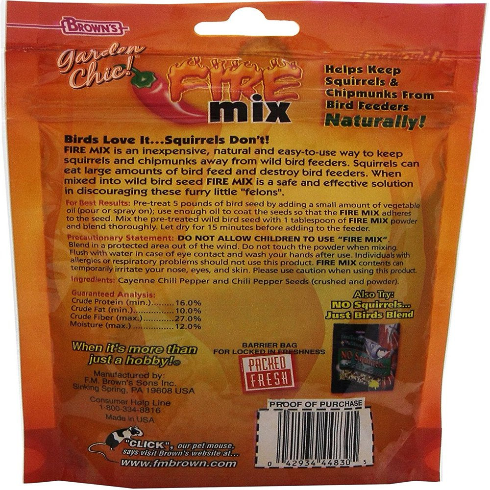 Brown'S Garden Chic! Fire Mix Bird Food Treatment, 4 Oz Animals & Pet Supplies > Pet Supplies > Bird Supplies > Bird Food F.M. BROWN'S SONS, INC.   