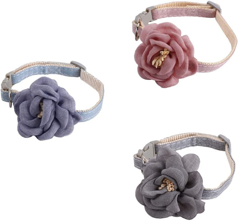 Pet Cat Collar with 3D Flower,Beautiful Adjustable Bow Tie Safety Buckle Dog Necklace Dog Leash New Year Gift Blue, Grey, Pink(Pink) Animals & Pet Supplies > Pet Supplies > Dog Supplies > Dog Apparel generic   