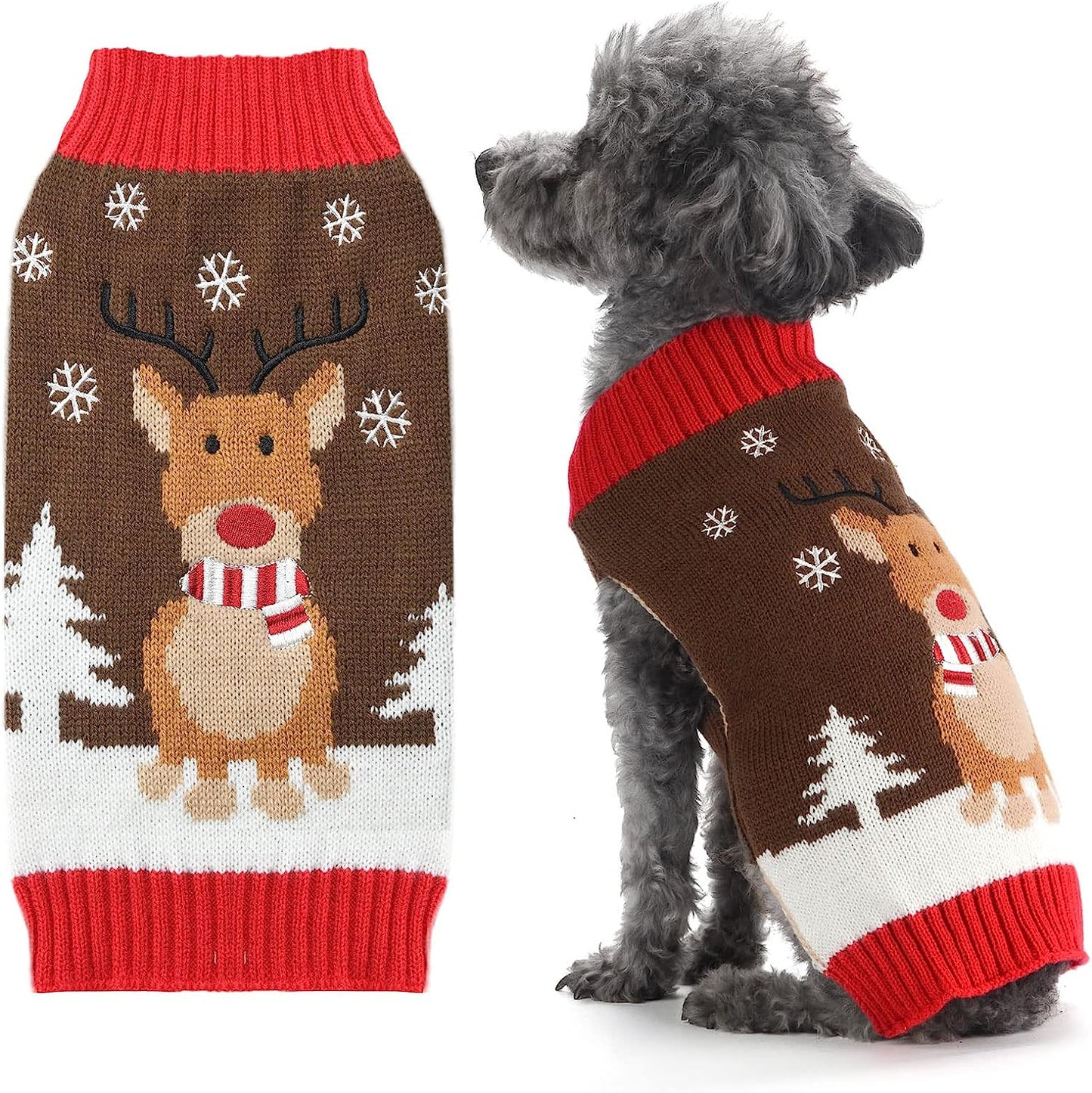 PETCARE Dog Christmas Sweater Costume Cute Ugly Funny Brown Reindeer Christmas Sweater for Dogs Cats Clothes Warm Fall Winter Holiday Pullover Outfits Vest for Small Medium Large Dogs Puppy Xmas,M Animals & Pet Supplies > Pet Supplies > Dog Supplies > Dog Apparel PETCARE Brown Reindeer XXL (Suggest 50-90 lbs) 