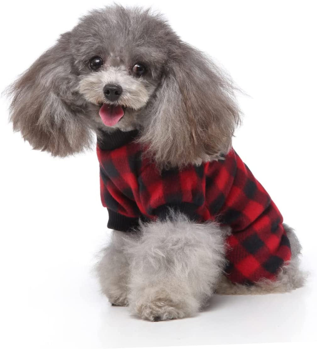 LIFKICH 1Pc Dog Pajamas Pet Winter Jacket Cat Outfits Cat Jacket Cat Dog Clothing Puppy Lattice Coats Lattice Dog Apparel Polyester Christmas Shirt Dog Outfits Pet Pajamas Pet Coat Animals & Pet Supplies > Pet Supplies > Dog Supplies > Dog Apparel LIFKICH   