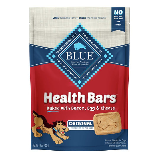 Blue Buffalo Health Bars Bacon, Egg & Cheese Flavor Crunchy Biscuit Treats for Dogs, Whole Grain, 16 Oz. Bag Animals & Pet Supplies > Pet Supplies > Small Animal Supplies > Small Animal Treats Blue Buffalo   