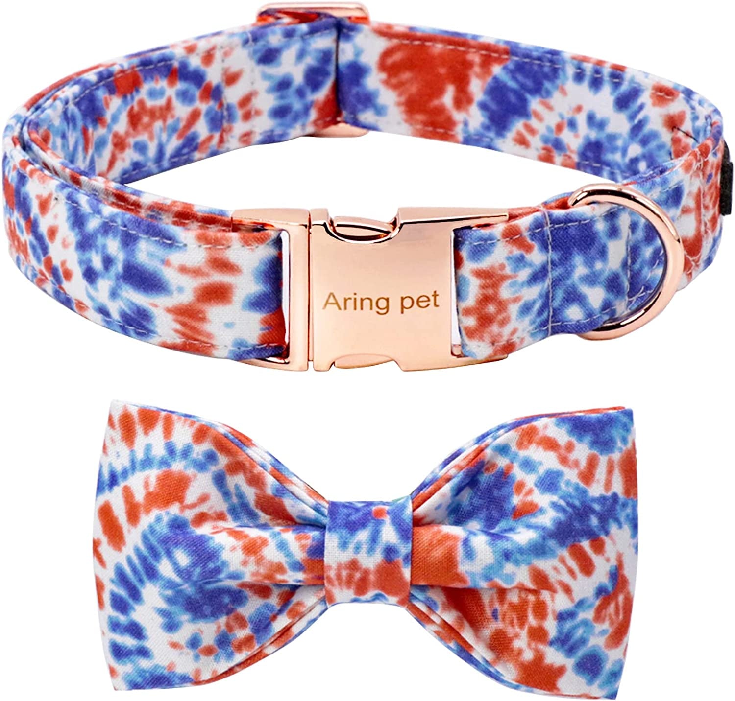 ARING PET Dog Collar with Detachable Bow, Adorable Bowtie Dog Collars, Adjustable & Comfortable Soft Collar Gift for Small Medium Large and Boy Girl Dogs. Animals & Pet Supplies > Pet Supplies > Dog Supplies > Dog Apparel ARING PET Red blue XL 