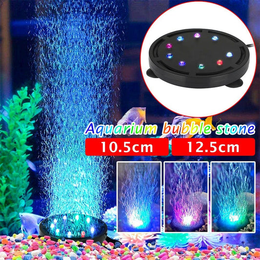 12Leds Aquarium Air Bubble Light,Multi-Colored Submersible Fish Tank Air Stone Disk Lamp Underwater Bubbler Light for Fish Tanks and Fish Ponds