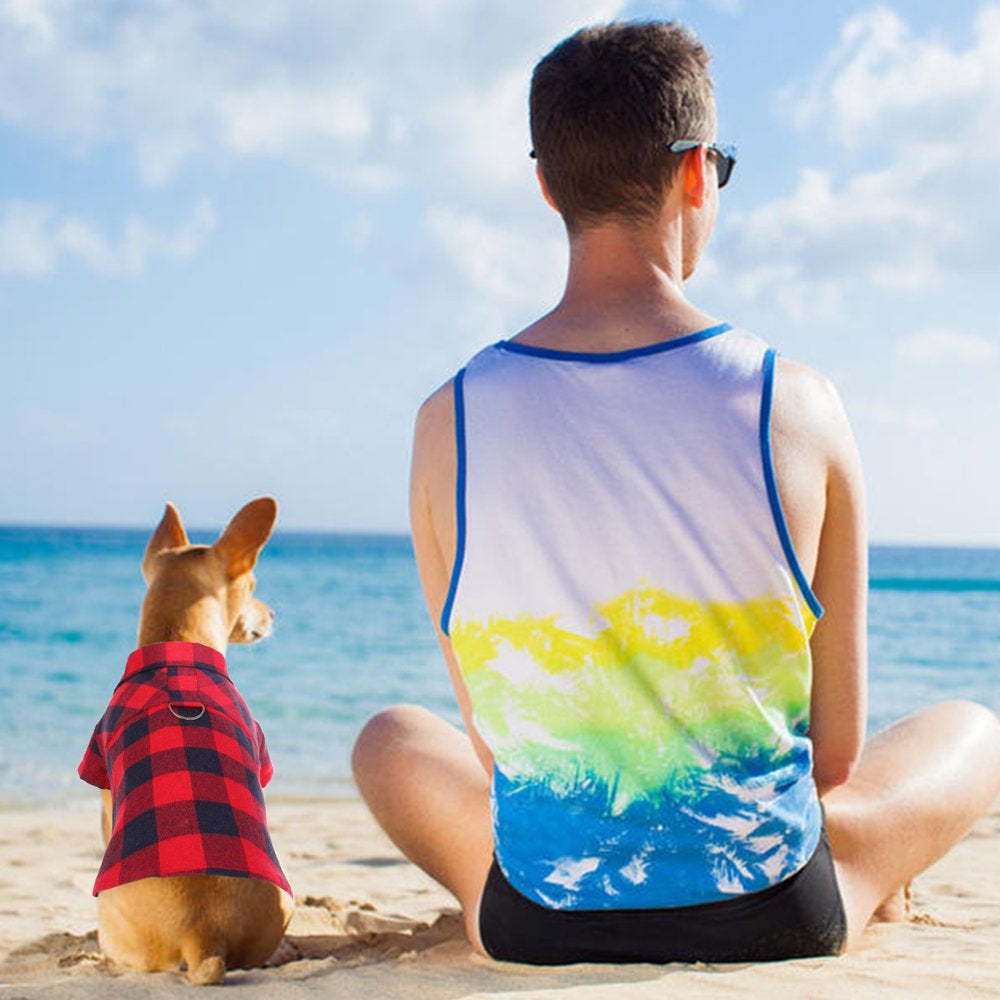 IDOMIK Dog Shirt Pet Plaid Shirts Breathable Pet Puppy T-Shirt Outfit Dog Clothes for Small Medium Dogs Cats Dog Pajamas Spring Summer Adorable Pet Clothes Animals & Pet Supplies > Pet Supplies > Dog Supplies > Dog Apparel IDOMIK   
