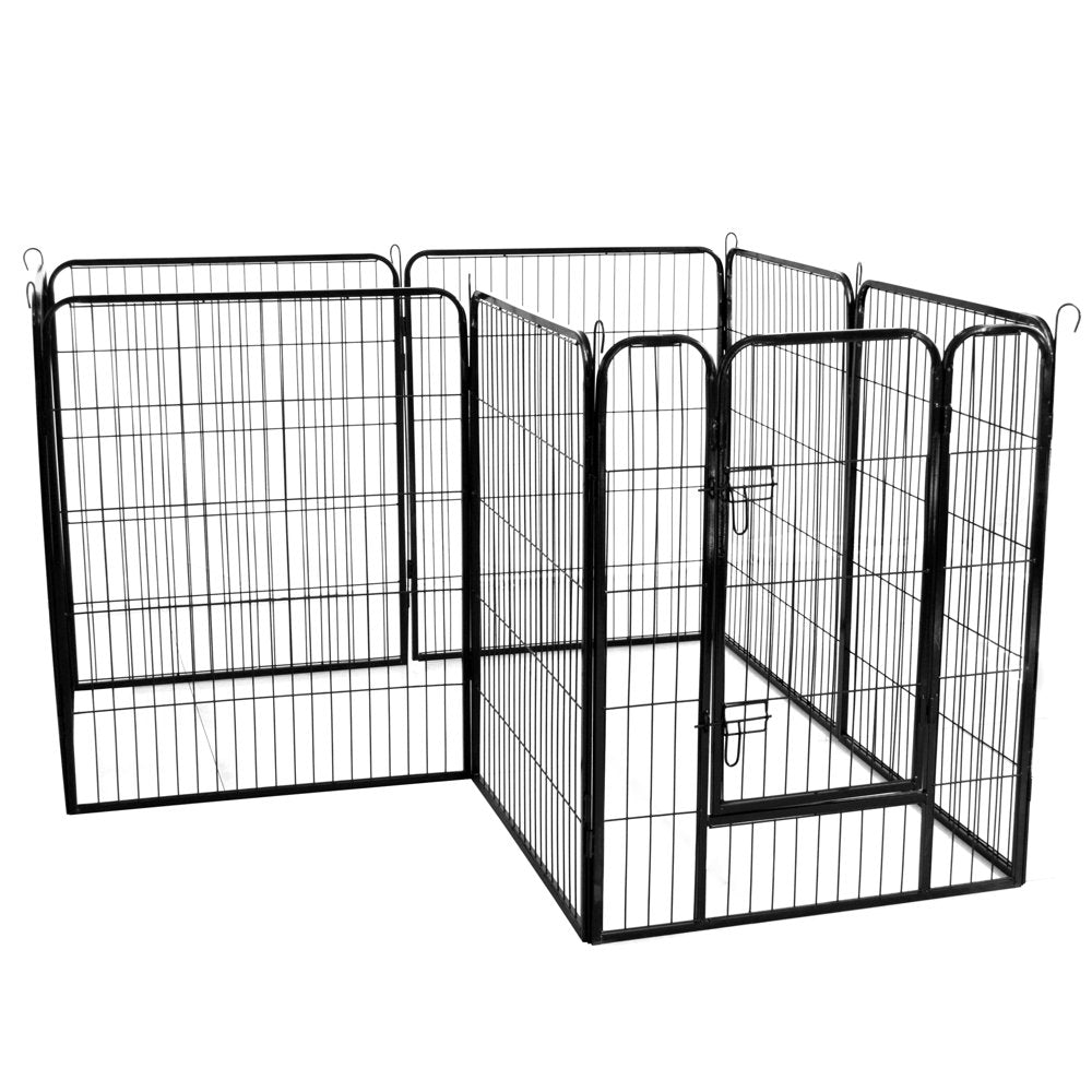 Dog Fence 8 Panels 40"H Pet Playpen Metal Outdoor Portable Camping RV Dog Fences Runs Cage Foldable Exercise Pens Fencing with Two Doors Indoor Temporary Fence for Dogs, Puppy, Garden