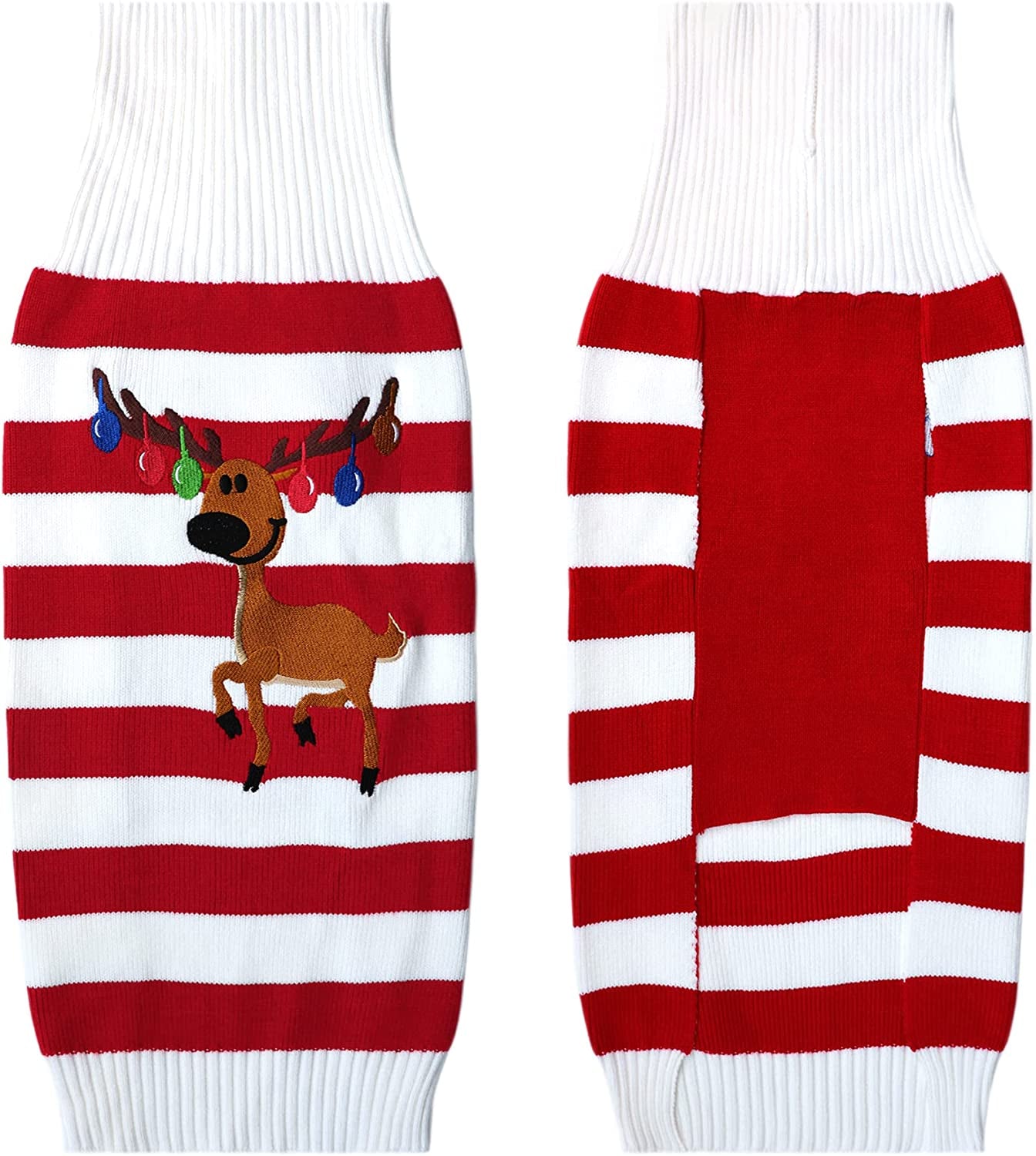 Hotumn Dog Christmas Sweater Winter Christmas Reindeer Dog Clothes Classic Knitwear Elk Bells Santa Clothes for Small Dog and Cat(Red, L) Animals & Pet Supplies > Pet Supplies > Dog Supplies > Dog Apparel Hotumn   