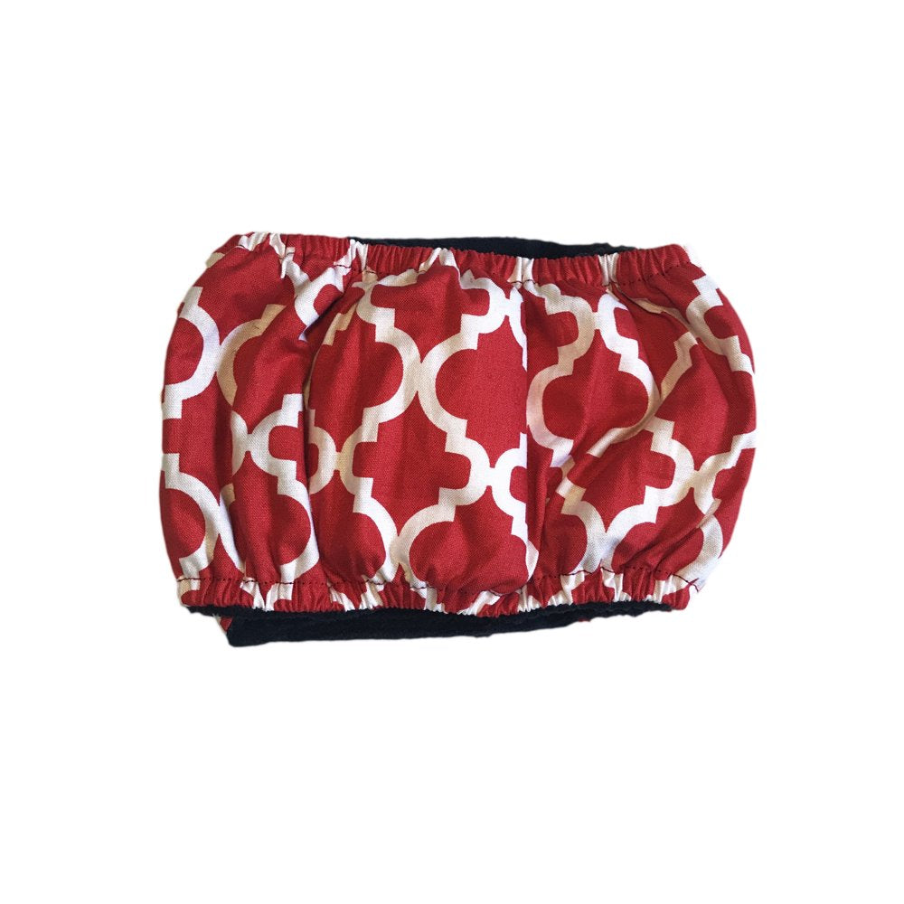 Barkertime White Quatrefoil on Red Washable Dog Belly Band Male Wrap - Made in USA Animals & Pet Supplies > Pet Supplies > Dog Supplies > Dog Diaper Pads & Liners Barkertime   