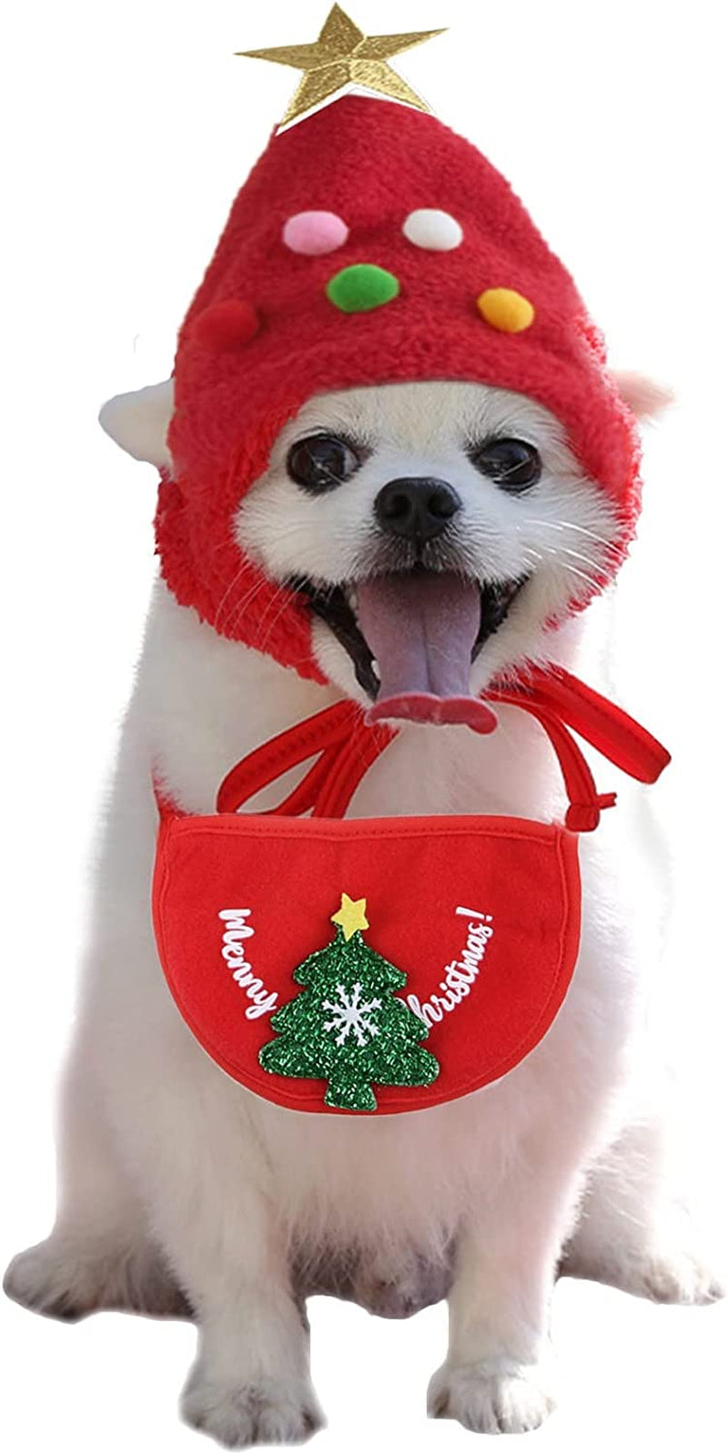 Dog Bandanas Dog Scarf Kerchief Dog Bibs Washable 1 Set Pet Christmas Scarf Hat Dogs Cats Christmas Tree Antlers Snowman Hats Scarf Set Christmas Dressing Adjustable for Small to Large Dogs (Red, L) Animals & Pet Supplies > Pet Supplies > Dog Supplies > Dog Apparel Generic   