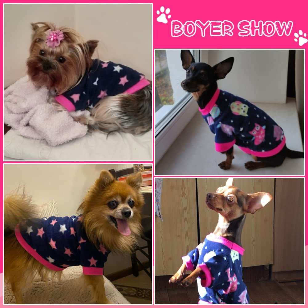 Yikeyo Puppy Clothes for Small Dogs Girl Set of 3 Kitten Clothes - Toy Yorkie Puppy Chihuahua Clothes - Ropa Para Perros - Female Dog Clothes - Fleece Dog Pajamas (Owl + Paw Print + Star, Large) Animals & Pet Supplies > Pet Supplies > Dog Supplies > Dog Apparel Yikeyo   