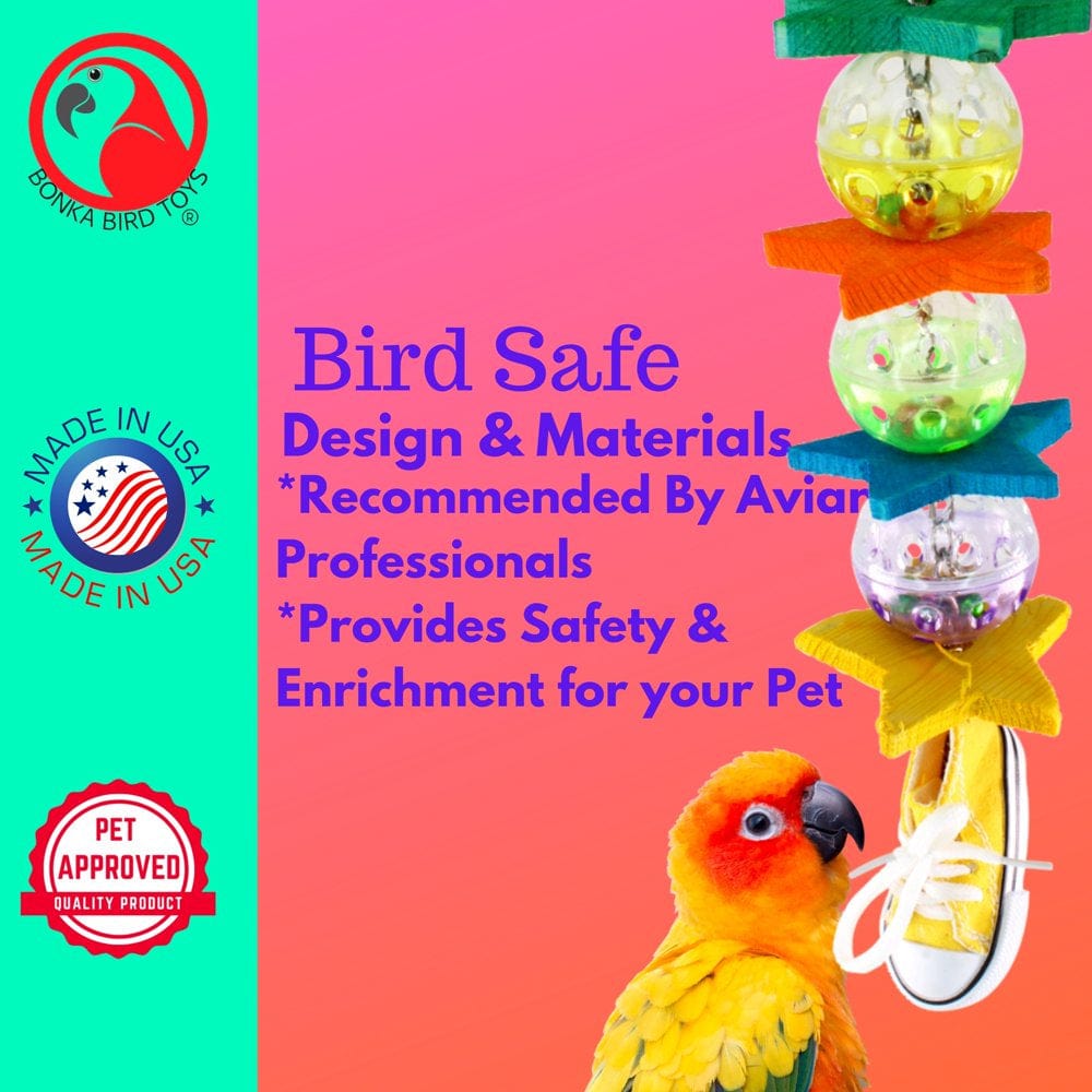 1355 Kick Ball Sneaker Bird Toy Parrot Cage Toys Cages African Grey Conure Animals & Pet Supplies > Pet Supplies > Bird Supplies > Bird Gyms & Playstands Bonka Bird Toys   