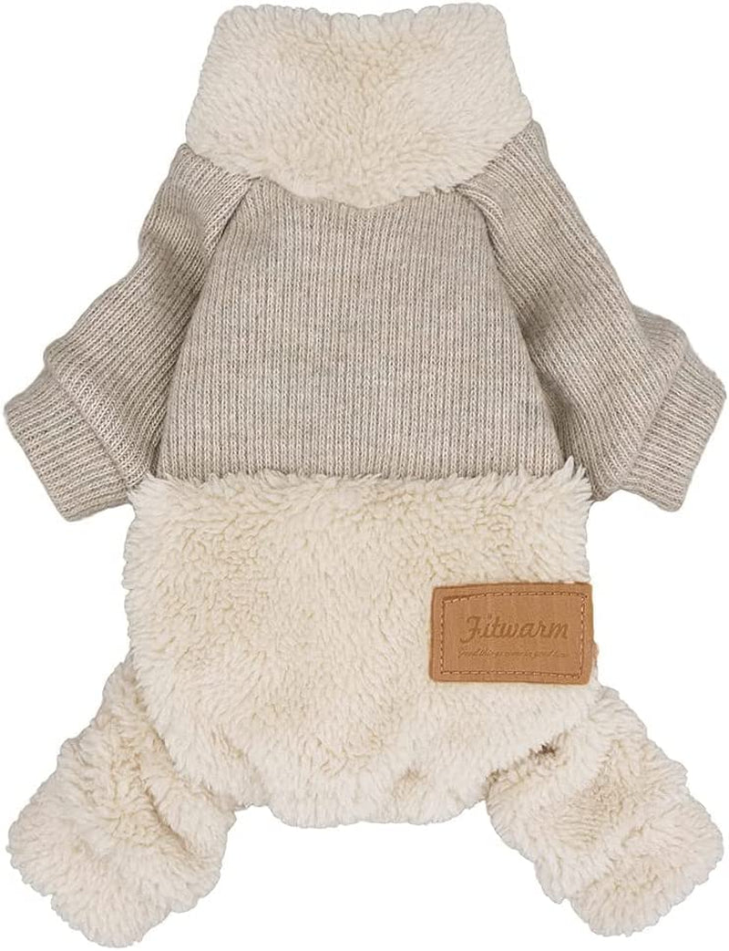 Fitwarm Turtleneck Knitted Dog Clothes Winter Outfits Pet Jumpsuits Cat Sweaters Blue Small Animals & Pet Supplies > Pet Supplies > Dog Supplies > Dog Apparel Fitwarm Beige L 