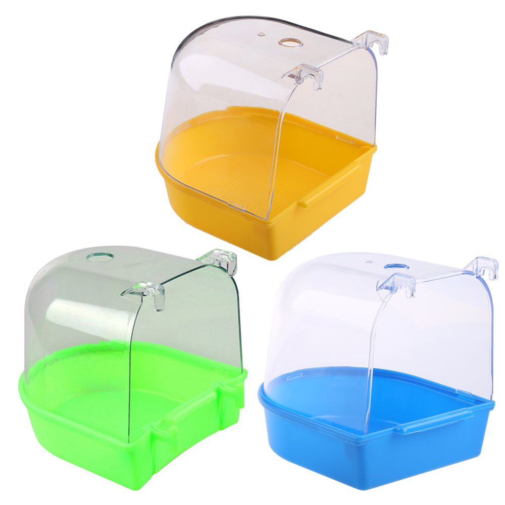 BOOYOU Bird Bath Box Parrot Bathing Cage Accessory for Small Birds Parakeet Canary Budgerigar Lovebirds Transparent Top Animals & Pet Supplies > Pet Supplies > Bird Supplies > Bird Cage Accessories BOOYOU   