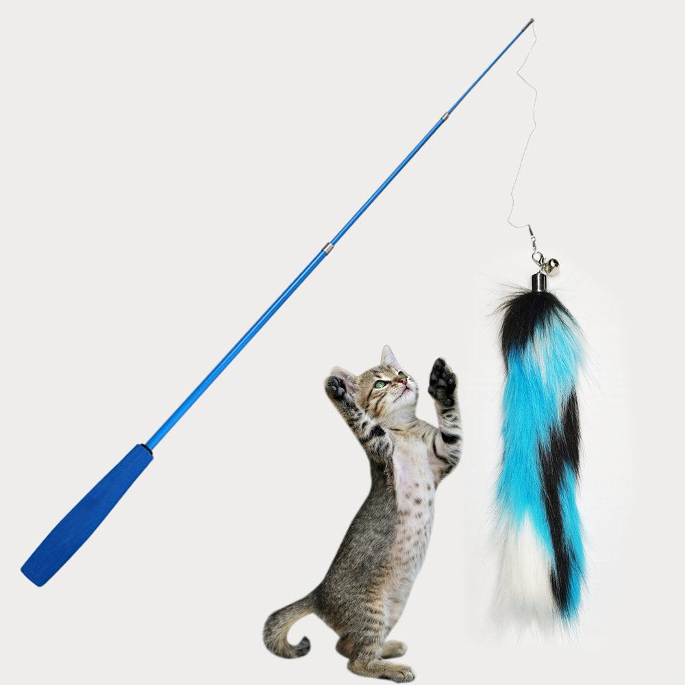 CHBORLESS Interactive Cat Toy Funny Retractable Kitten Teaser Stick Bells Plush,2 Pack Animals & Pet Supplies > Pet Supplies > Cat Supplies > Cat Toys CHBORLESS Set1 Blue 