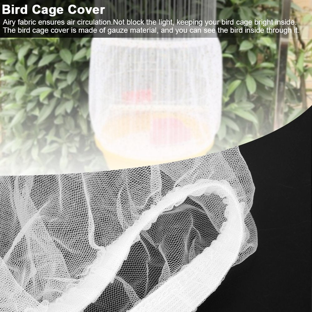 LYUMO Bird Cage Mesh Cover Bird Cage Cover Bird Cage Accessory Machine Washable Airy Mesh Net Fabric Cover Seed Catcher Guard (White)