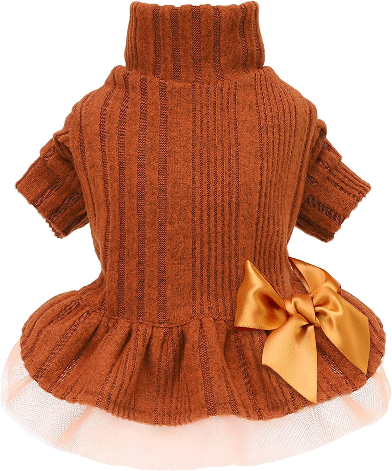 Fitwarm Knitted Dog Tulle Sweater Dress, Dog Winter Clothes for Small Dogs Girl, Cat Apparel, Pink, Small Animals & Pet Supplies > Pet Supplies > Dog Supplies > Dog Apparel Fitwarm Orange Small 