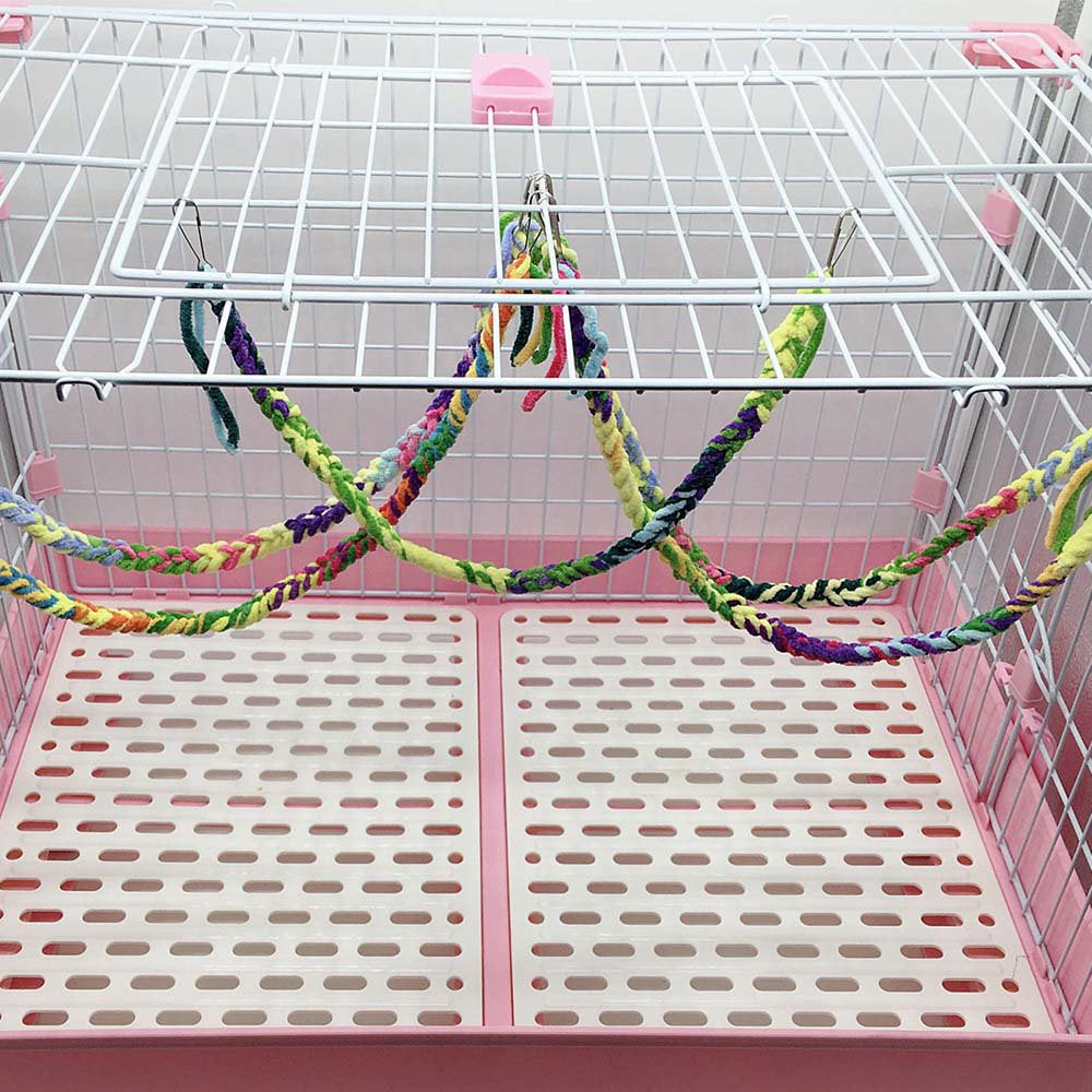 Handmade Sugar Glider Toys for Climbing Exercising Hanging Toy Cage Accessories for Bird Rope Perch Swing Toy, 4Pcs