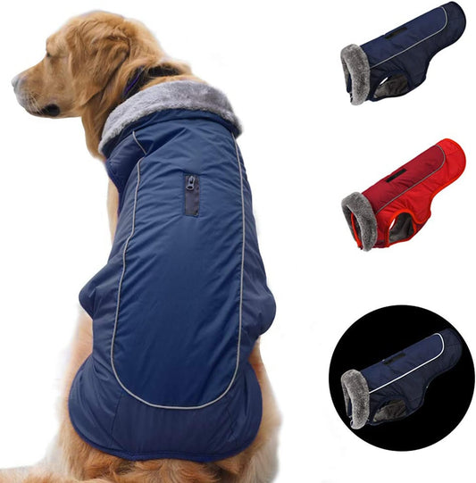 [Upgrade] Dog Winter Coat Thickened Dog Clothes Cozy Reflective Waterproof Dog Winter Jacket Warm Dog Apparel for Cold Weather British Style Fleece Vest Dog Sweater for Medium Large Dogs Animals & Pet Supplies > Pet Supplies > Dog Supplies > Dog Apparel SCPET Navy X-Large 