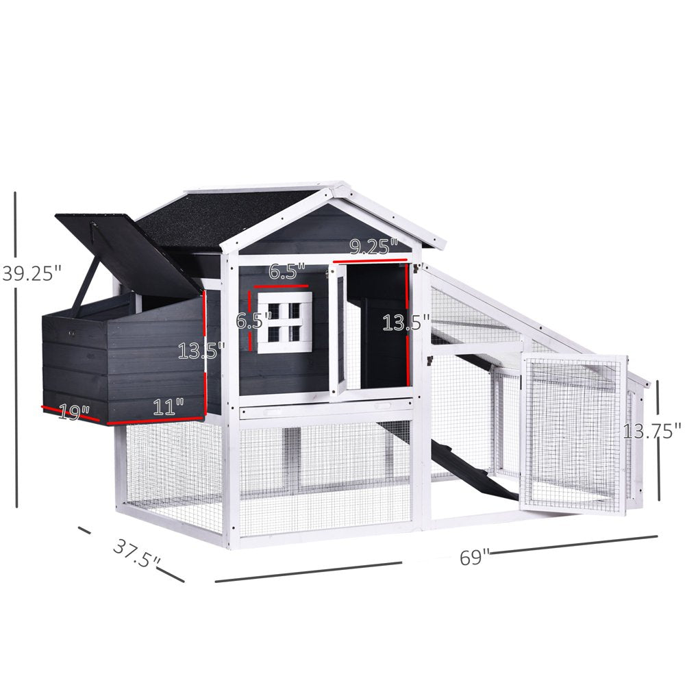 Eccomum Deluxe Chicken Hutch Cage Pet Coop House for Chicken Small Animal Habitat W/ Outdoor Run Removable Tray Animals & Pet Supplies > Pet Supplies > Small Animal Supplies > Small Animal Habitats & Cages Eccomum   