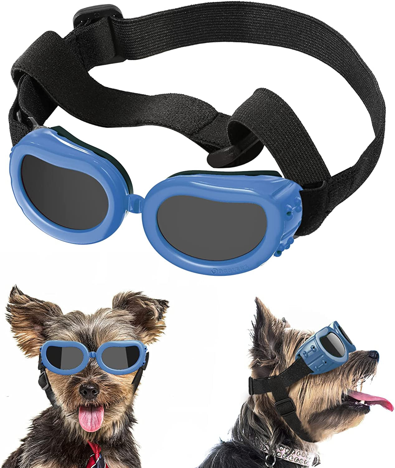 Lewondr Dog Sunglasses Small Breed Dogs Goggles UV Protection,Goggles for Small Dogs Eye Wear Protection with Adjustable Strap Windproof Anti-Fog Sunglasses for Small Dogs Doggy Doggie Glasses,Black Animals & Pet Supplies > Pet Supplies > Dog Supplies > Dog Apparel Lewondr Blue  