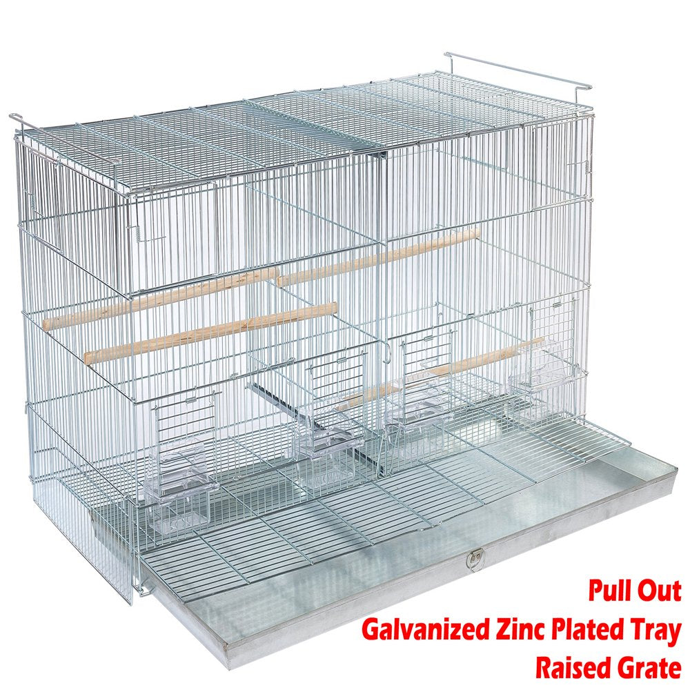 Combo-4 of Galvanized Zinc Plated Stack & Lock Double Breeding Breeder Flight Bird Cage Center Dividers Side Breeding Nest Doors with Rolling Stand Animals & Pet Supplies > Pet Supplies > Bird Supplies > Bird Cages & Stands Mcage   