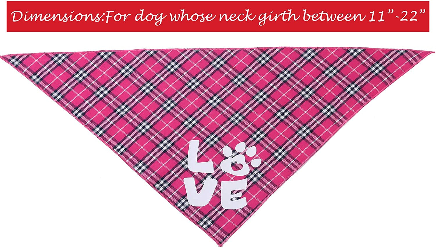 Valentines Day Dog Bandana - Set of 2 Reversible Triangle Bibs Plaid Pet Kerchief Scarf Animals & Pet Supplies > Pet Supplies > Dog Supplies > Dog Apparel Pawskido   