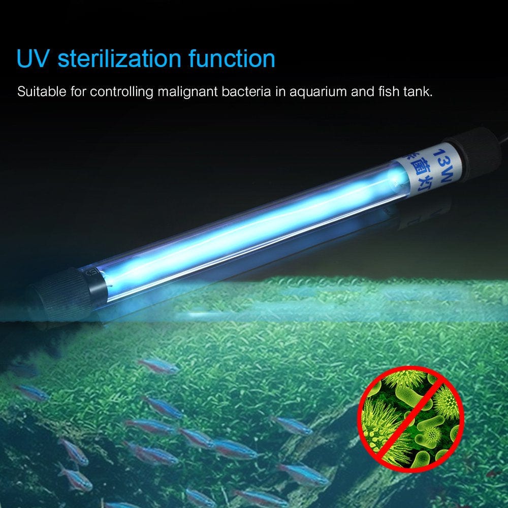 13W UV Light Lamp Submersible Ultraviolet Sterilizer Water for Aquarium Fish Tank Pond Animals & Pet Supplies > Pet Supplies > Fish Supplies > Aquarium Lighting iKayaa   