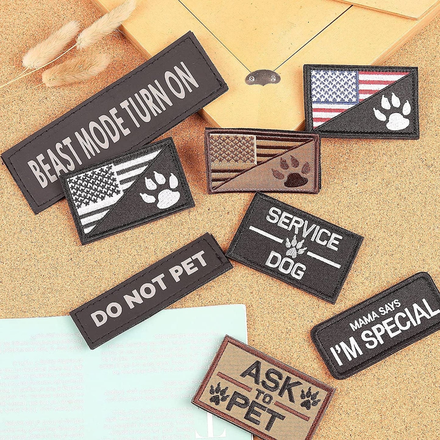 14 PCS Service Dog Patches Reflective Service Dog Vest Patches with Velcro Tactical Hook Loop Harness Patch Set for in Training Dog,Large Dog Animals & Pet Supplies > Pet Supplies > Dog Supplies > Dog Apparel AMCEMIC   