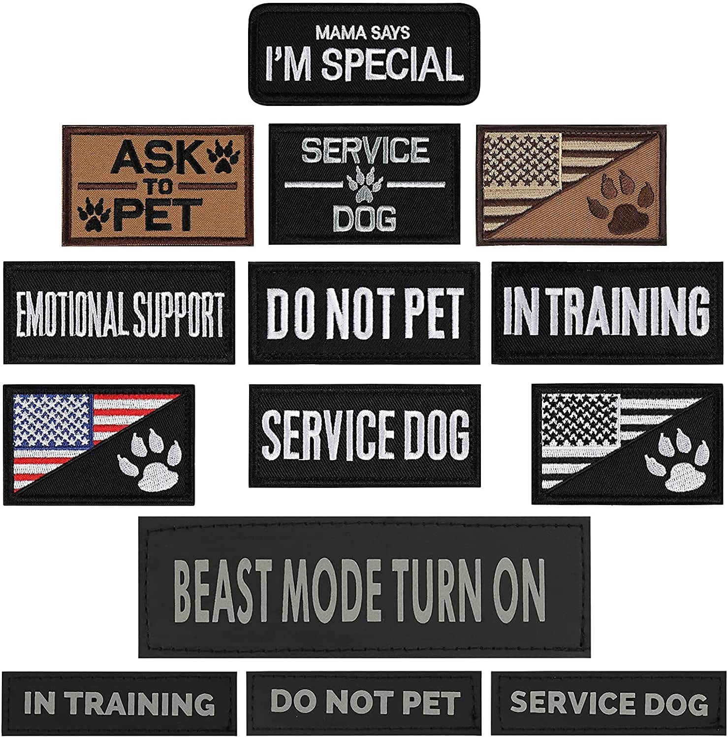 14 PCS Service Dog Patches Reflective Service Dog Vest Patches with Velcro Tactical Hook Loop Harness Patch Set for in Training Dog,Large Dog Animals & Pet Supplies > Pet Supplies > Dog Supplies > Dog Apparel AMCEMIC   