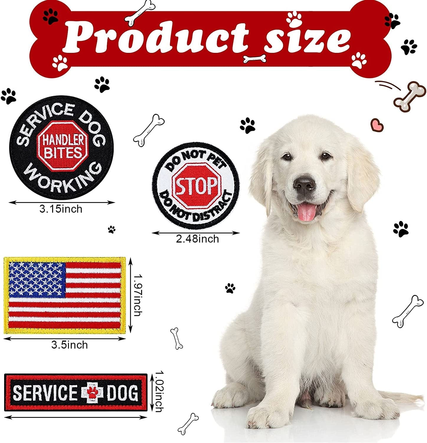 8 Pieces Service Dog Patches Dog Harness Do Not PET and in