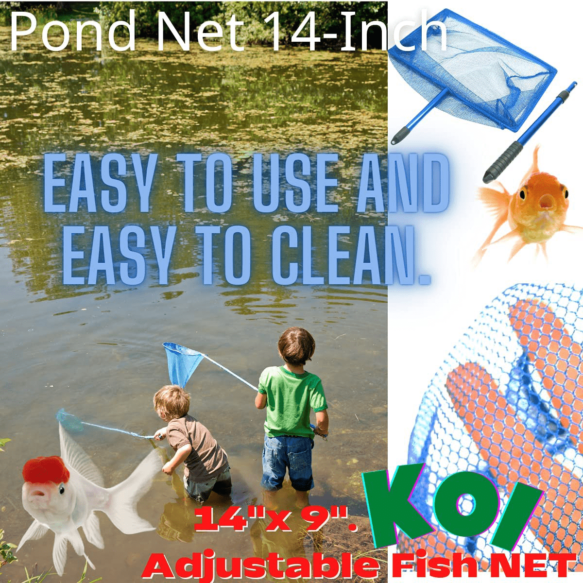 14"X 9" Koi Adjustable Fish NET Handle 30~54Cm Aluminum Fishing Pond Aquarium Animals & Pet Supplies > Pet Supplies > Fish Supplies > Aquarium Fish Nets CORISRX BEST OF YOUR LIFESTYLE   