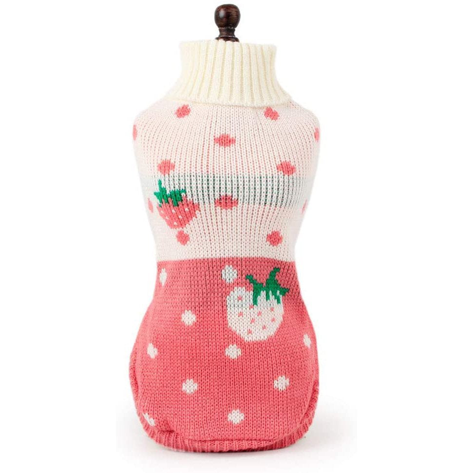 Jecikelon Pet Dog Sweaters Classic Knitwear Turtleneck Winter Warm Puppy Clothing Cute Strawberry and Heart Doggie Sweater (Pink, Xx-Small） Animals & Pet Supplies > Pet Supplies > Dog Supplies > Dog Apparel Jecikelon   