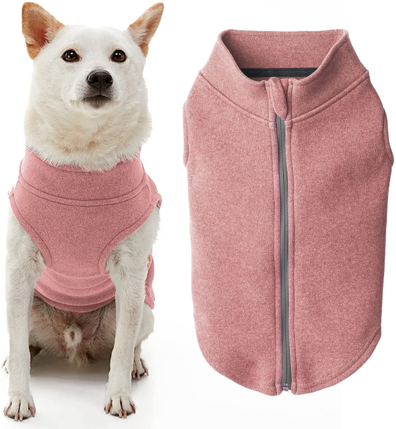 Gooby Zip up Microfiber Fleece Dog Sweater - Purple, Medium - Warm Double Layered Soft Microfiber Fleece Step-In Dog Jacket without Ring Leash - Winter Dog Sweaters for Small Dogs and Medium Dogs Animals & Pet Supplies > Pet Supplies > Dog Supplies > Dog Apparel Inafiction USA Pink-Micro Small chest (~13.5") 