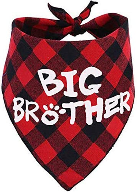 Big Brother Dog Bandana,Buffalo Plaid Pet Pregnancy Announcement Scarf Animals & Pet Supplies > Pet Supplies > Dog Supplies > Dog Apparel JPB   