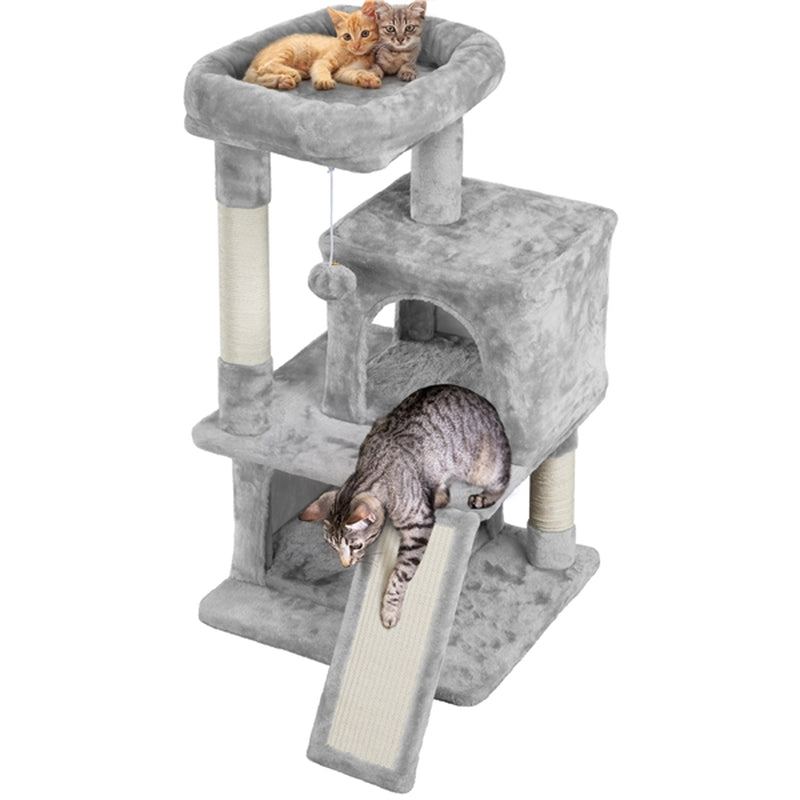 Smilemart 36" Cat Tree with Condo and Scratching Post Tower, Dark Gray Animals & Pet Supplies > Pet Supplies > Cat Supplies > Cat Furniture SmileMart Light Gray  