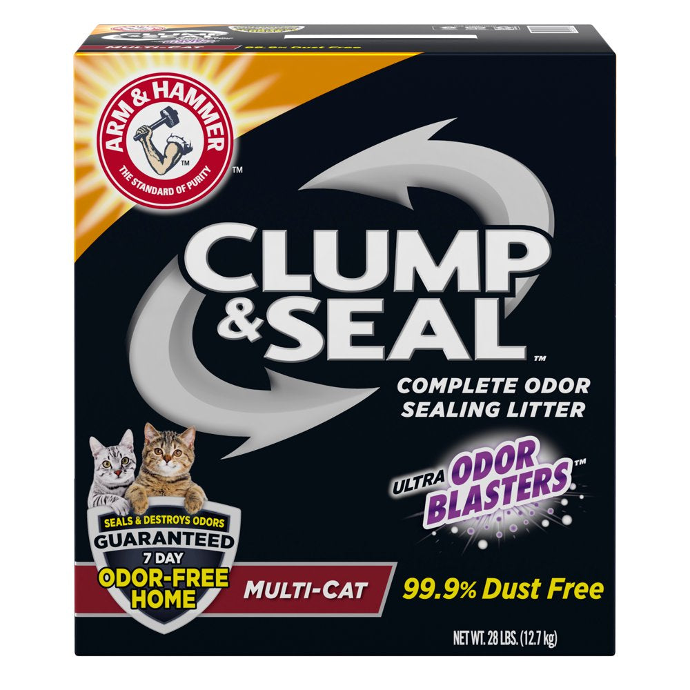 Arm & Hammer Clump & Seal Multi-Cat Complete Odor Sealing Clumping Cat Litter, 38Lb Animals & Pet Supplies > Pet Supplies > Cat Supplies > Cat Litter Church & Dwight Co., Inc. 28 lbs  