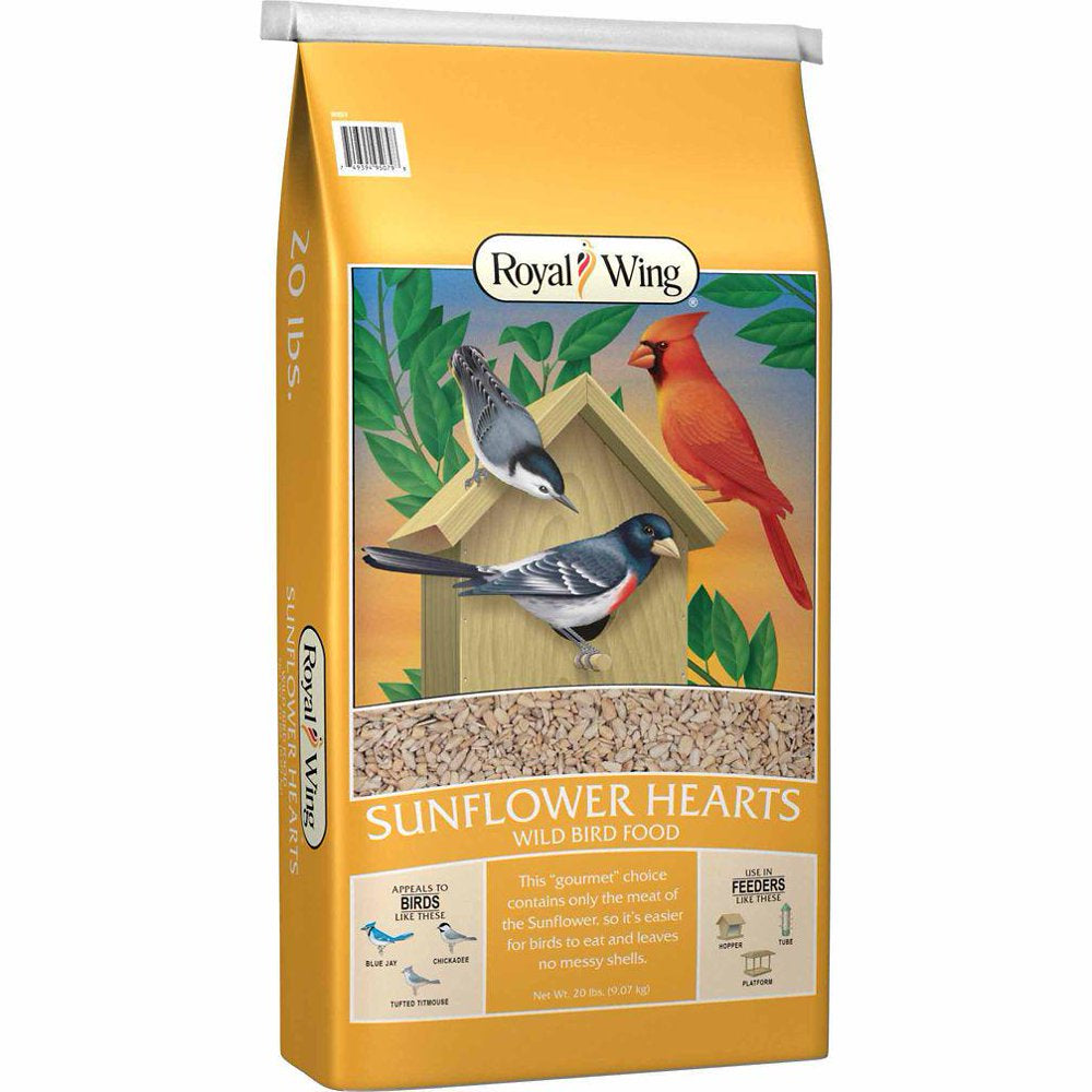 Royal Wing Sunflower Hearts Bird Food, 20 Lb. Animals & Pet Supplies > Pet Supplies > Bird Supplies > Bird Food Royal Wing   