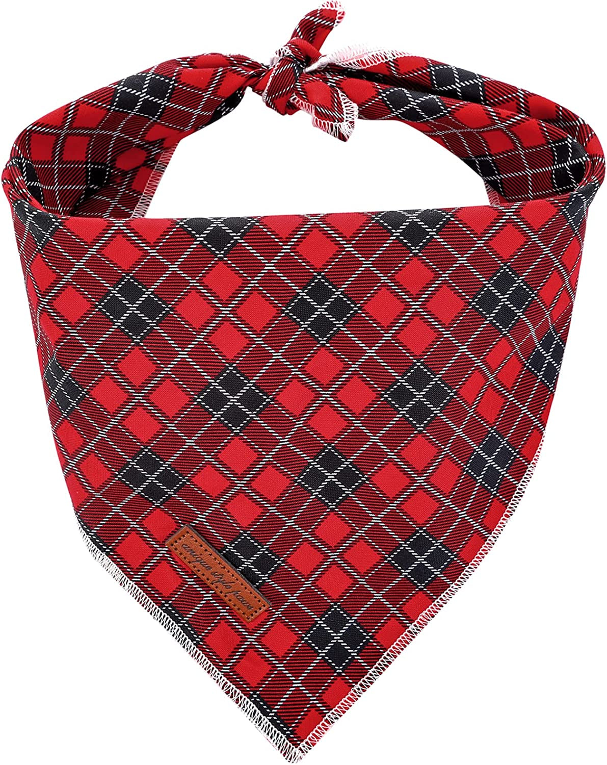 Unique Style Paws Christmas Plaid Dog Bandanas 1PC Cotton Washable Winter Triangle Dog Scarfs for Small Medium Large Dogs and Cats-Red Grid-S Animals & Pet Supplies > Pet Supplies > Dog Supplies > Dog Apparel Unique style paws Black& Red Small 