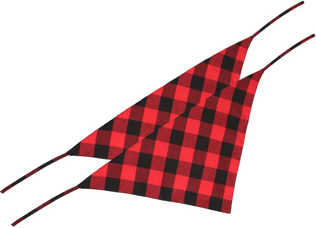 2 Pcs Dog Bandana Christmas Pet Triangle Scarf Accessories Bibs Red Black Plaid Animals & Pet Supplies > Pet Supplies > Dog Supplies > Dog Apparel Jiaxing Haozhe clothing Co., Ltd.   