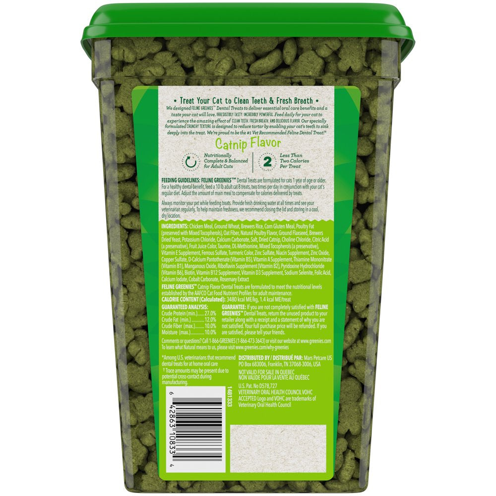 FELINE GREENIES Adult Dental Cat Treats, Catnip Flavor, 21 Oz. Tub Animals & Pet Supplies > Pet Supplies > Cat Supplies > Cat Treats Mars Petcare   