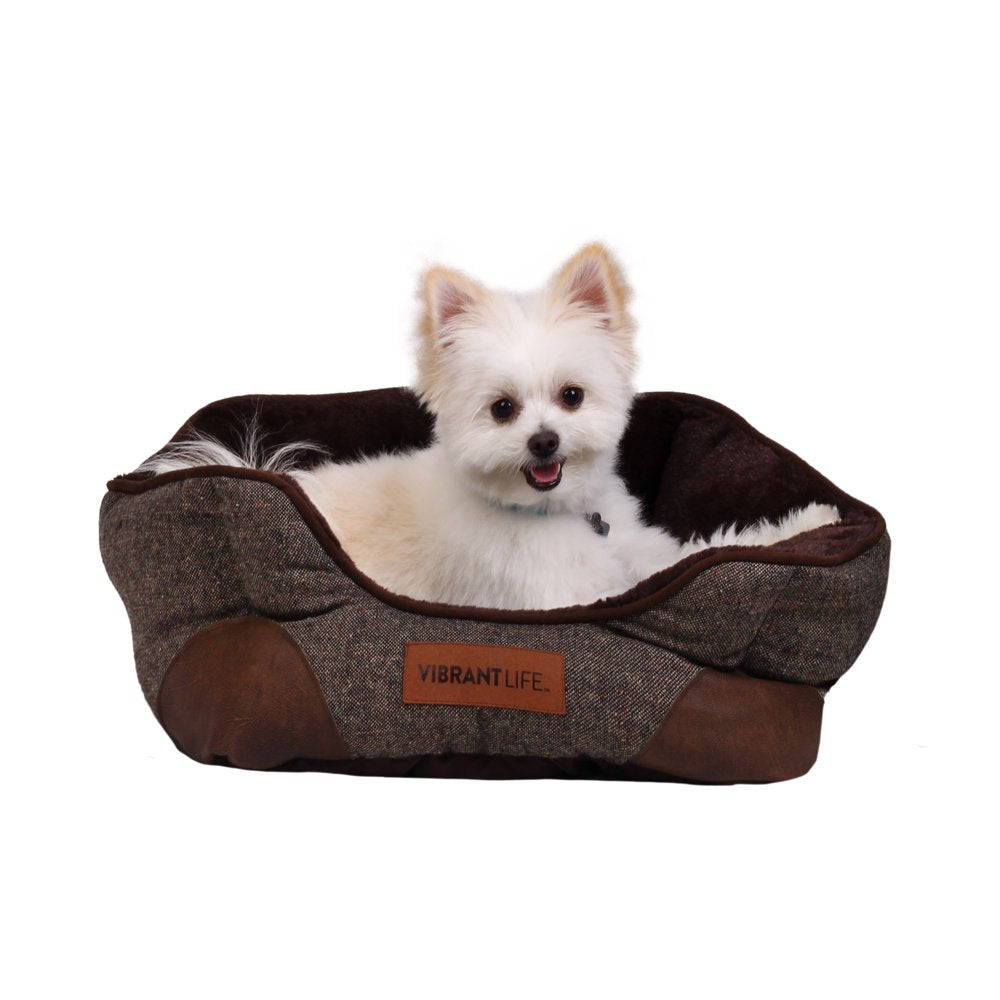 Vibrant Life Pet Bed Small Cozy Cuddler-Style Dog & Cat Bed, Bed with High Walls, Brown Animals & Pet Supplies > Pet Supplies > Cat Supplies > Cat Beds PM&J LLC   