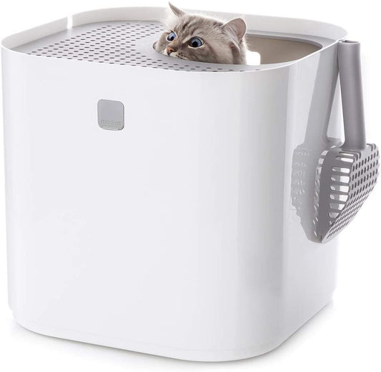 FSXUOLIPI Litter Box, Top-Entry, Includes Scoop and Reusable Liner - Gray\U2026 Animals & Pet Supplies > Pet Supplies > Cat Supplies > Cat Litter Box Liners FSXUOLIPI White  