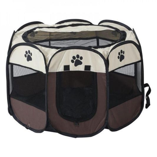 Elaydool Portable Pet Cage Folding Pet Tent Outdoor Dog House Octagon Cage for Cat Indoor Playpen Puppy Cats Kennel Delivery Room Animals & Pet Supplies > Pet Supplies > Dog Supplies > Dog Houses Elaydool 91x91x58cm Brown 