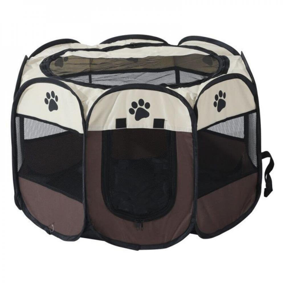 Spdoo Portable Pet Cage Folding Pet Tent Outdoor Dog House Octagon Cage for Cat Indoor Playpen Puppy Cats Kennel Delivery Room Brown 91X91X58CM Animals & Pet Supplies > Pet Supplies > Dog Supplies > Dog Houses MDN37552245 Brown  
