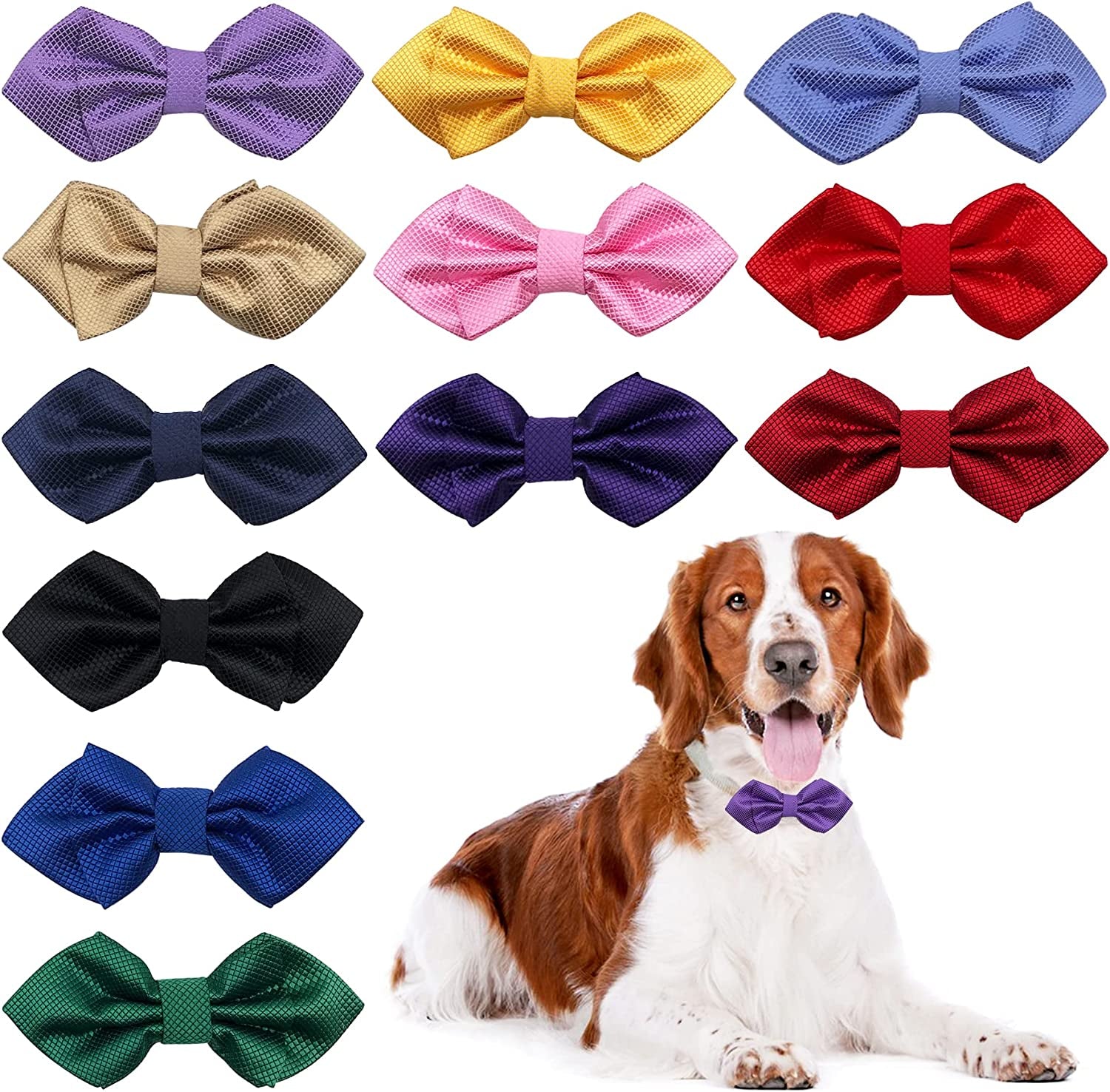 PET SHOW 10Pcs 2.5”X4.5” Large Dogs Collar Attachment Bow Ties Embellishment Girls Boys Medium Dog Puppies Cats Collar Charms Accessories Bulk Slides Bowties for Birthday Wedding Parties Animals & Pet Supplies > Pet Supplies > Dog Supplies > Dog Apparel Bysitshow 12pcs Bowties  